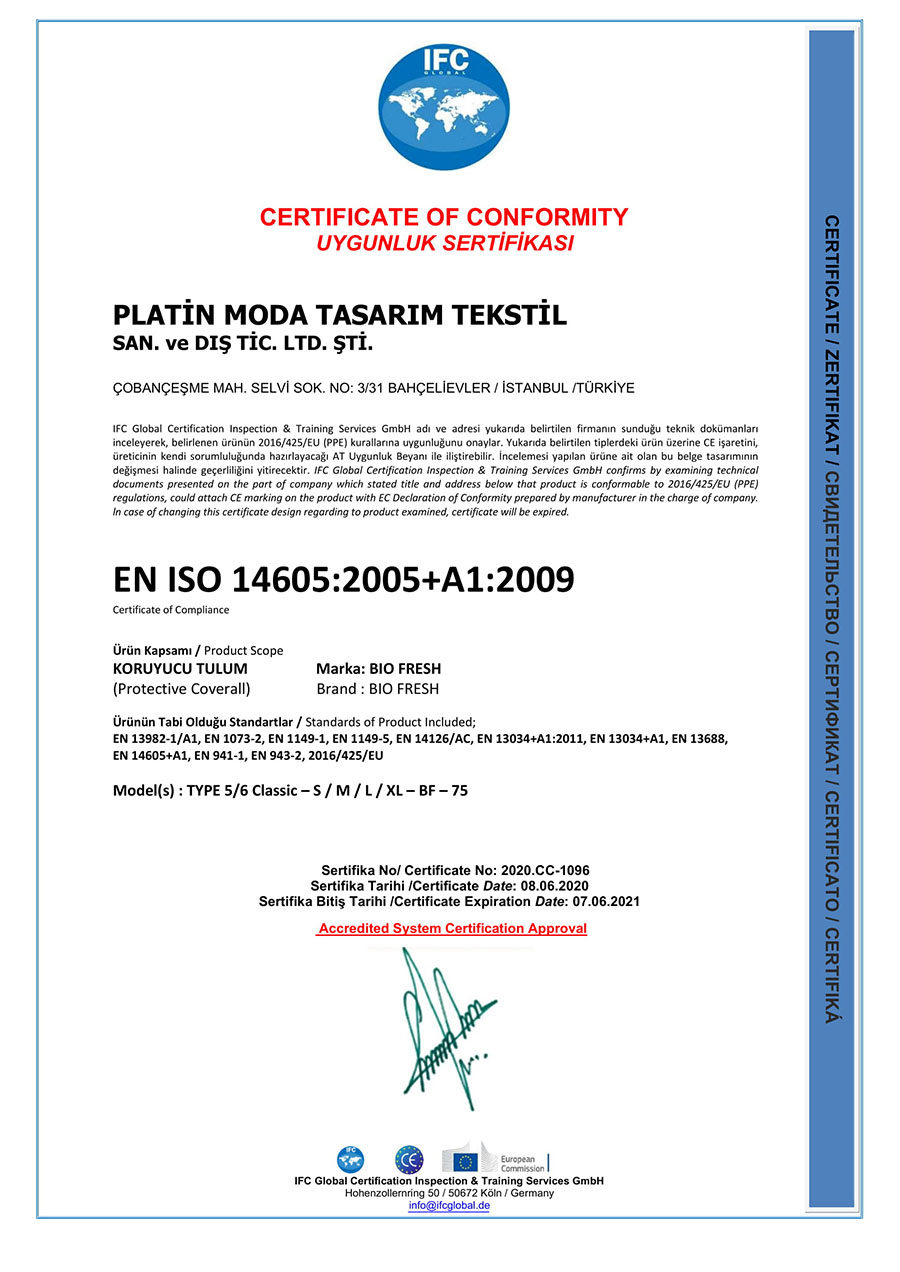 Tulum ISO 14605 Sertifikası